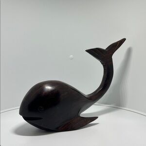 Handcrafted Dark Wood Whale Figurine